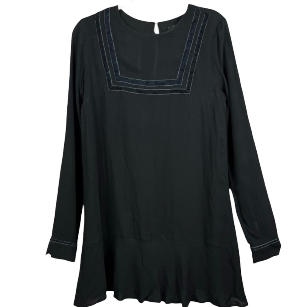 Knot Sisters Velvet Trim Short Black Dress Size Medium